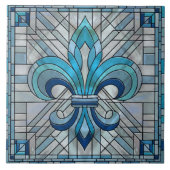 Fleur-de-lis - Mosaikkunst aus Glas Fliese (Vorderseite)