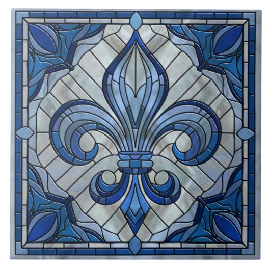 Fleur-de-lis - Mosaikkunst aus Glas Fliese (Vorderseite)