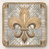 Fleur-de-lis - Mosaikkunst aus Glas Getränkeuntersetzer (Vorderseite)