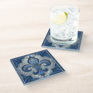 Fleur-de-lis - Mosaikkunst aus Glas Glasuntersetzer