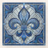 Fleur-de-lis - Mosaikkunst aus Glas Glasuntersetzer (Vorderseite)