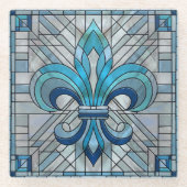 Fleur-de-lis - Mosaikkunst aus Glas Glasuntersetzer (Vorderseite)