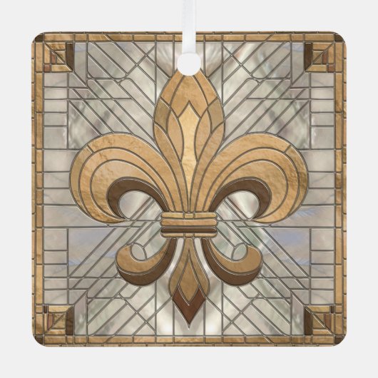 Fleur-de-lis - Mosaikkunst aus Glas Ornament Aus Metall (Vorderseite)