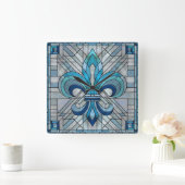 Fleur-de-lis - Mosaikkunst aus Glas Quadratische Wanduhr (Zuhause)