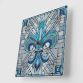 Fleur-de-lis - Mosaikkunst aus Glas Quadratische Wanduhr (Winkel)