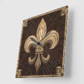 Fleur-de-lis - Mosaikkunst aus Glas Quadratische Wanduhr (Winkel)