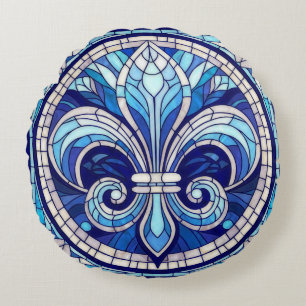 Fleur-de-lis - Mosaikkunst aus Glas Rundes Kissen