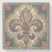 Fleur-de-lis - Mosaikkunst aus Glas Steinuntersetzer (Vorderseite)