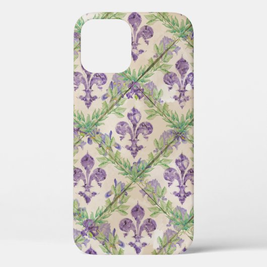 Fleur-de-lis-Muster - Aquarell Iris Case-Mate iPhone Hülle (Rückseite)