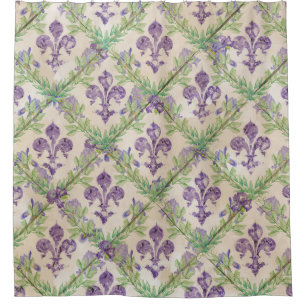Fleur-de-lis-Muster - Aquarell Iris Duschvorhang