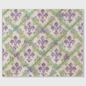 Fleur-de-lis-Muster - Aquarell Iris Geschenkpapier (Flach)
