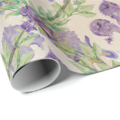 Fleur-de-lis-Muster - Aquarell Iris Geschenkpapier (Rolleneckpunkt)