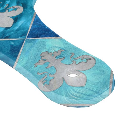 Fleur-de-lis-Muster Blaue Marmorplatte und Silber Schneidebrett (Ecke)