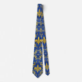 Fleur-de-lis-Muster blauer Marmor und Gold Krawatte (Vorderseite)