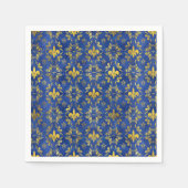 Fleur-de-lis-Muster blauer Marmor und Gold Serviette (Vorderseite)
