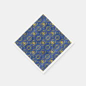 Fleur-de-lis-Muster blauer Marmor und Gold Serviette (Ecke)