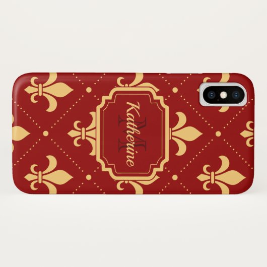 Fleur-de-lis-Muster Case-Mate iPhone Hülle (Rückseite (Horizontal))