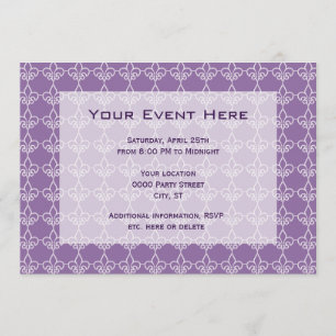 Fleur de Lis Muster Einladung zur Party Lila Weiß