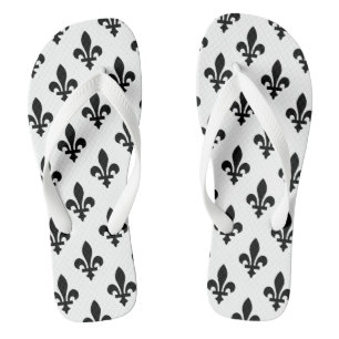 Fleur-de-Lis-Muster, königlich französisch, Schwar Badesandalen