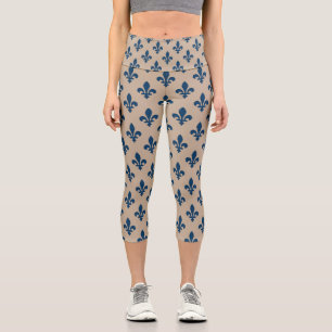 Fleur-de-Lis-Muster, königliches Französisch-Blau  Capri Leggings
