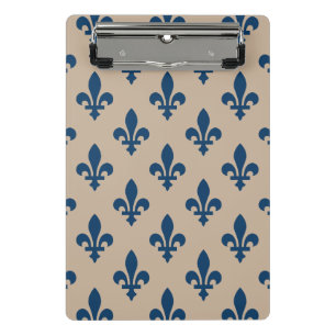 Fleur-de-Lis-Muster, königliches Französisch-Blau  Mini Klemmbrett