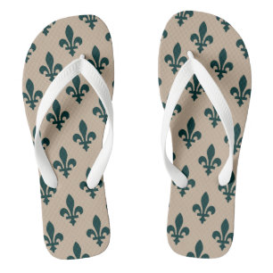 Fleur-de-Lis-Muster, königliches französisches Grü Badesandalen
