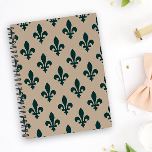 Fleur-de-Lis-Muster, königliches französisches Grü Notizblock
