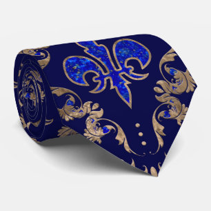 Fleur-de-lis-Muster lapis lazuli und gold Krawatte