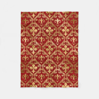 Fleur-de-lis-Muster luxuriös rot Fleecedecke