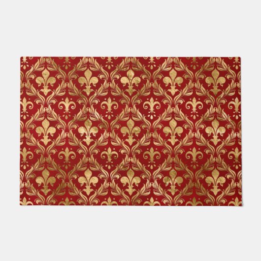 Fleur-de-lis-Muster luxuriös rot Fußmatte (Vorderseite)