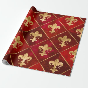 Fleur-de-lis-Muster luxuriös rot Geschenkpapier