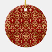 Fleur-de-lis-Muster luxuriös rot Keramik Ornament (Hinten)