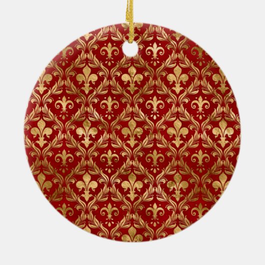 Fleur-de-lis-Muster luxuriös rot Keramik Ornament (Hinten)