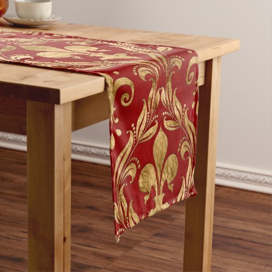 Fleur-de-lis-Muster luxuriös rot Kurzer Tischläufer (Beispiel)