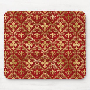 Fleur-de-lis-Muster luxuriös rot Mousepad