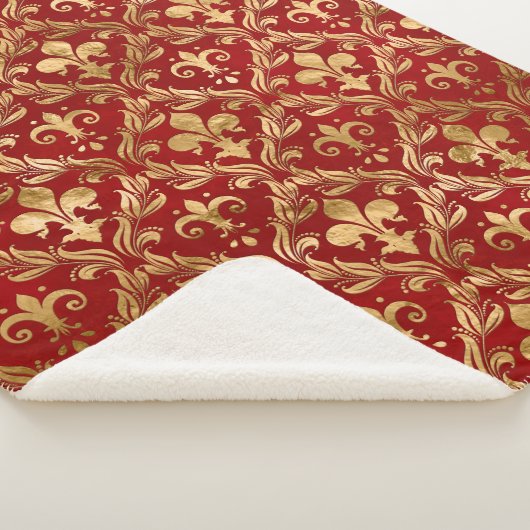 Fleur-de-lis-Muster luxuriös rot Sherpadecke (3/4)