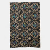 Fleur-de-lis-Muster Marmor und Gold Geschirrtuch (Vertikal)