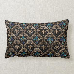Fleur-de-lis-Muster Marmor und Gold Lendenkissen
