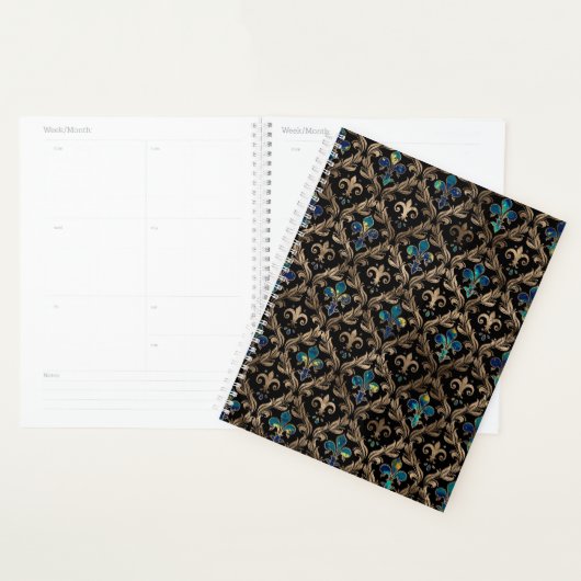 Fleur-de-lis-Muster Marmor und Gold Planer (Anzeige)