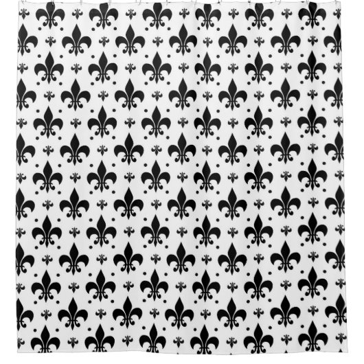 Fleur-de-lis-Muster mit weißem Hintergrund Duschvorhang (Vorderseite)