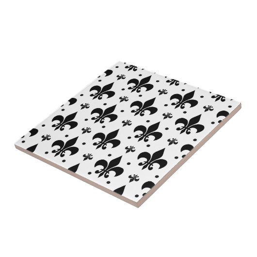 Fleur-de-lis-Muster mit weißem Hintergrund Fliese (Seite)