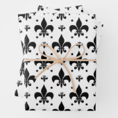 Fleur-de-lis-Muster mit weißem Hintergrund Geschenkpapier Set (Beispiel)