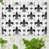 Fleur-de-lis-Muster mit weißem Hintergrund Geschirrtuch (Gefaltet)