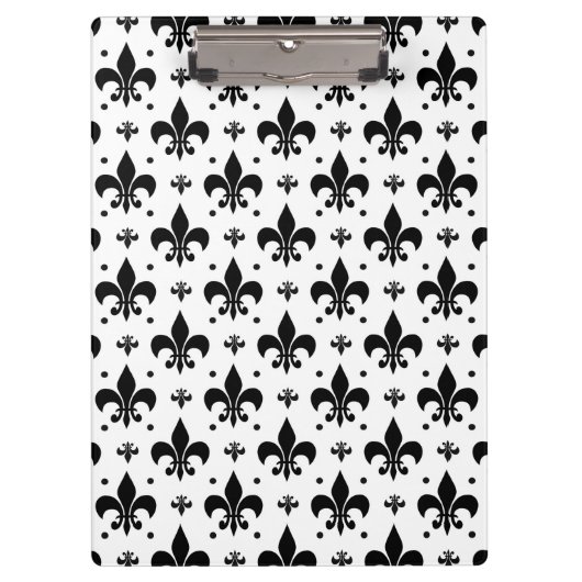 Fleur-de-lis-Muster mit weißem Hintergrund Klemmbrett (Vorderseite)
