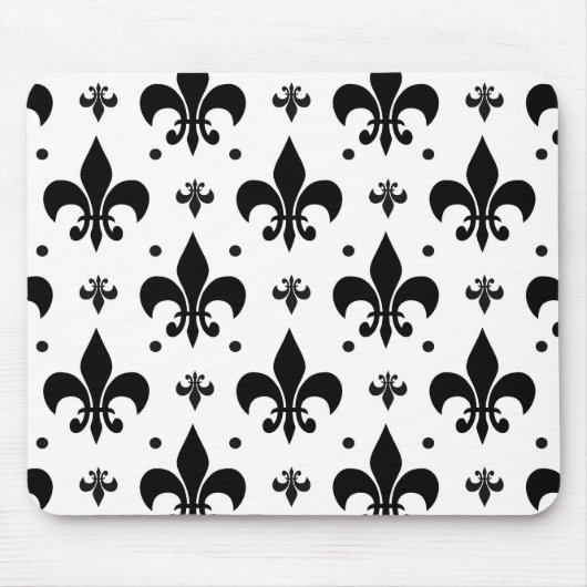 Fleur-de-lis-Muster mit weißem Hintergrund Mousepad (Vorne)