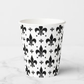 Fleur-de-lis-Muster mit weißem Hintergrund Pappbecher (Rückseite)