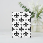 Fleur-de-lis-Muster mit weißem Hintergrund Postkarte (Stehend Vorderseite)