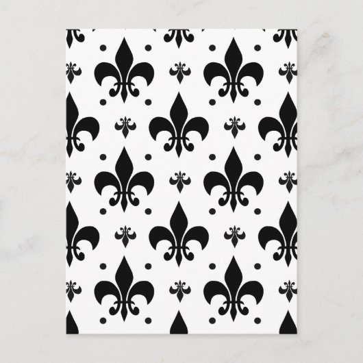 Fleur-de-lis-Muster mit weißem Hintergrund Postkarte (Vorderseite)