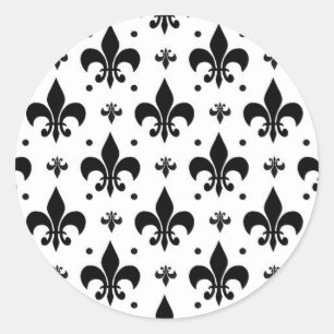 Fleur-de-lis-Muster mit weißem Hintergrund Runder Aufkleber