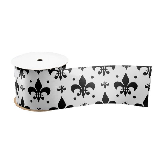 Fleur-de-lis-Muster mit weißem Hintergrund Satinband